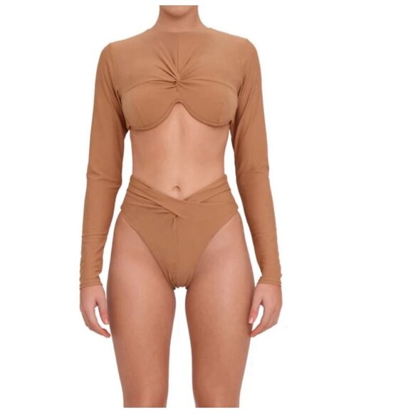 NWT Andrea Iyamah Akacia Nude Long Sleeve Bikini Top XS,‎ S - Picture 11 of 14